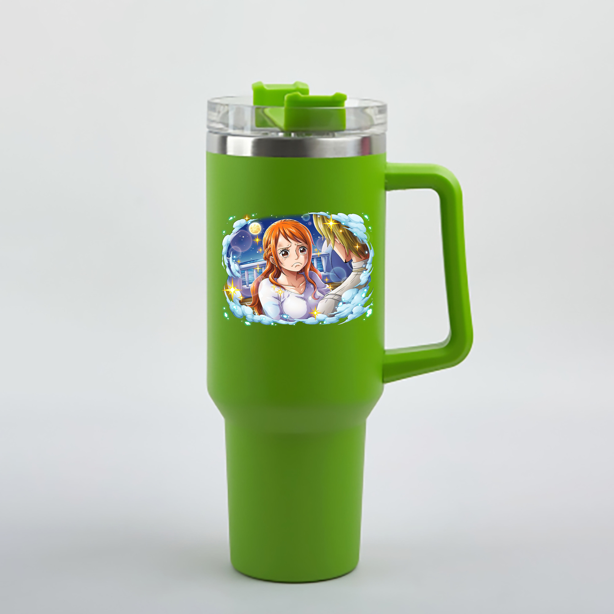 ワンピース ナミ ONE PIECE Nami 1200mL車用タンブラー - クリスタルステッカー（プラスチックストロー付き）